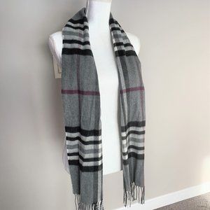 Black, Grey & Maroon / Mauve Plaid Winter Scarf